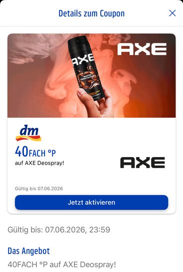 AXE Deos bei DM dank Payback: 2,32 € – jetzt im Angebot bei dm at dm