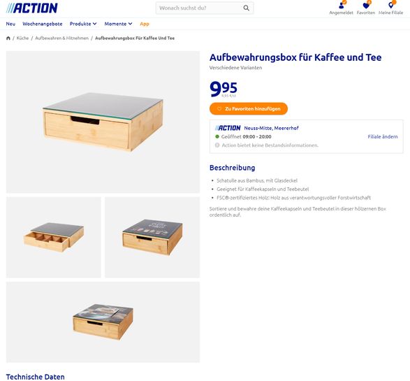 ERNESTO Bambus-Schubladen-Box, Anti-Rutsch-Füßen Abholung mit mydealz - bei 