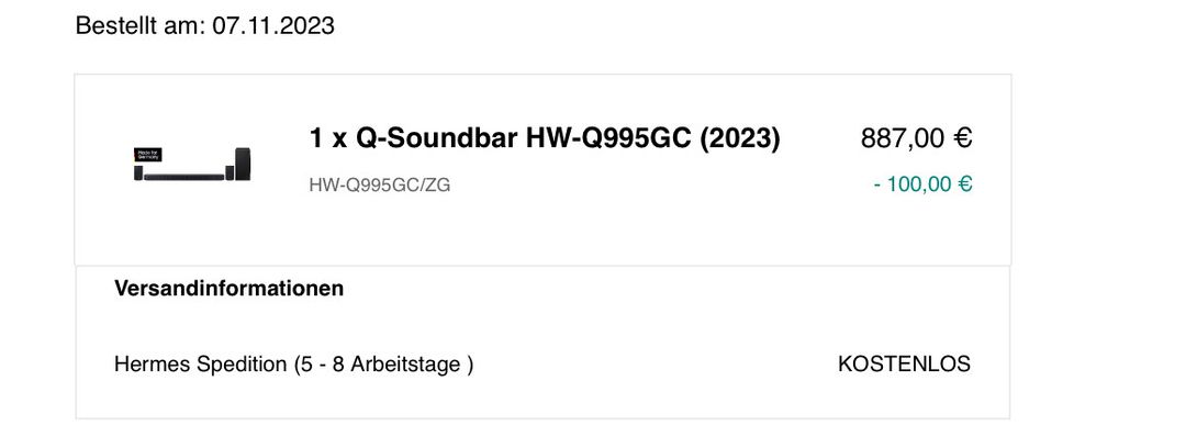 CB] soundbar Samsung HW-Q995GC mit Corporate benefits für 842 Euro | mydealz