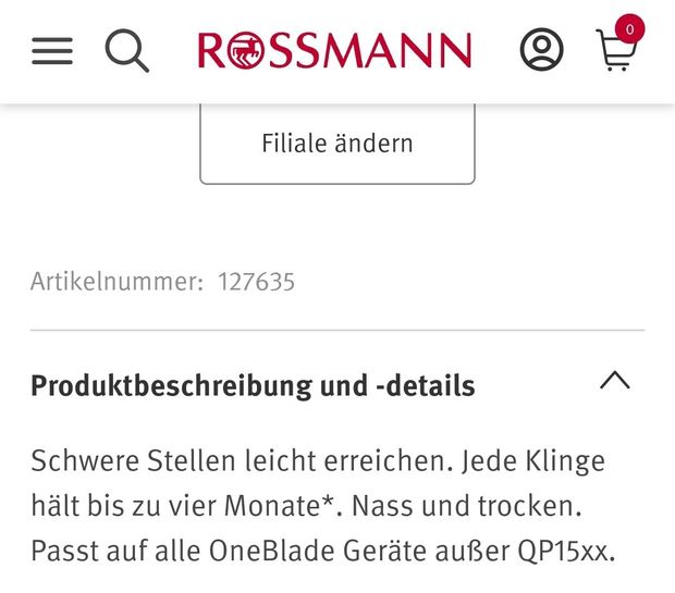 Philips OneBlade Ersatzklingen Rossmann Gutschein + App