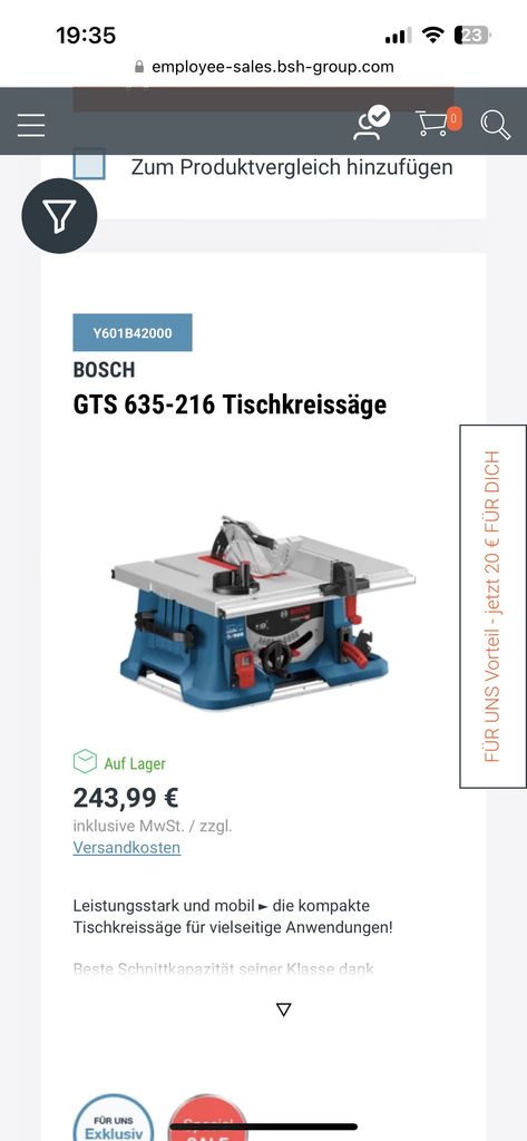 Bosch Professional Tischkreissäge GTS 635-216