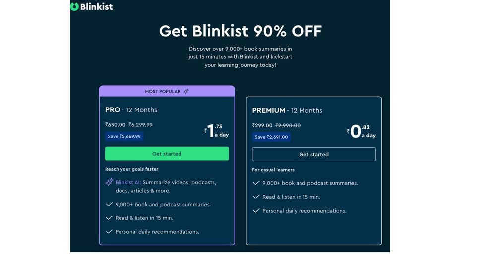 Blinkist Premium/Pro für 35€ statt 139,98€ 75 Rabatt bei Blinkist