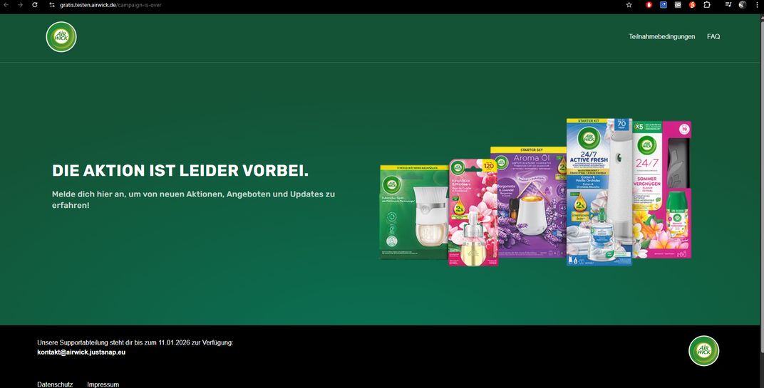 Airwick Gratis Testen ab 02.02. – 1.000 Teilnahmen/Tag bei mydealz