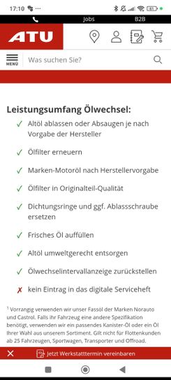 Verwunderlich Kosten Olwechsel Atu Ebenbild