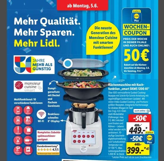 Monsieur Cuisine Smart BLACK EDITION »SKMS 1200 B1« für 444€ | mydealz | Küchenmaschinen