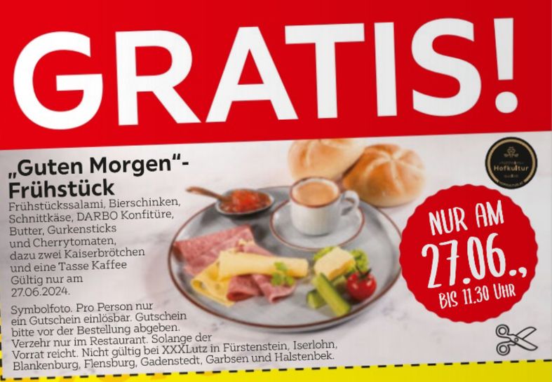 Guten Morgen Gratis-Frühstück am 27.06. bis 11:30 bei XXXLutz