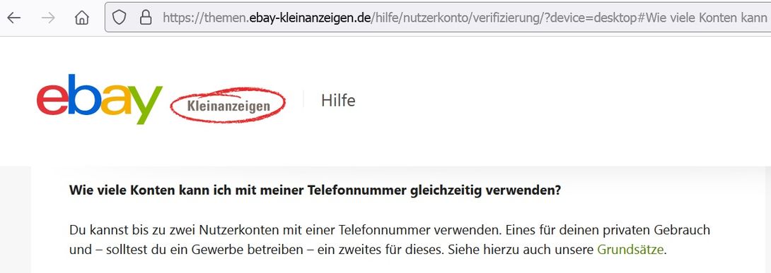 Kontakt zu  Kleinanzeigen: Telefonnummer, E-Mail oder Anschrift