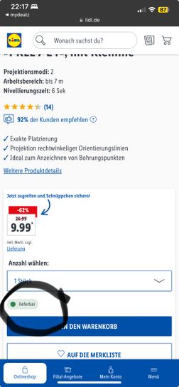 PKLL für E4 | PARKSIDE Onlineshop] Kreuzlinienlaser 15,94€ [Lidl 7 mit Klemme mydealz