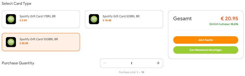Seagm Spotify Karten