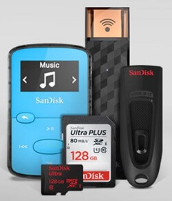 SanDisk Produkte SSD SD Karte MP3 Player USB Stick