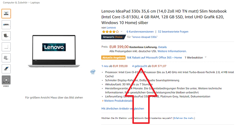 Amazon Warehouse Deals Laptop gebraucht