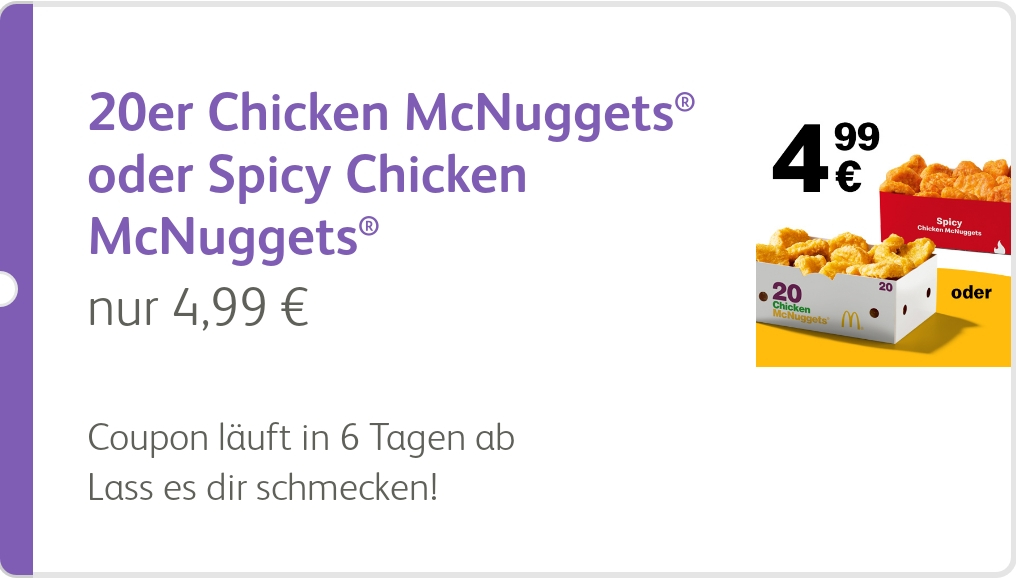 20’er Chicken Nuggets in der Mc Donalds APP – guempel.cc