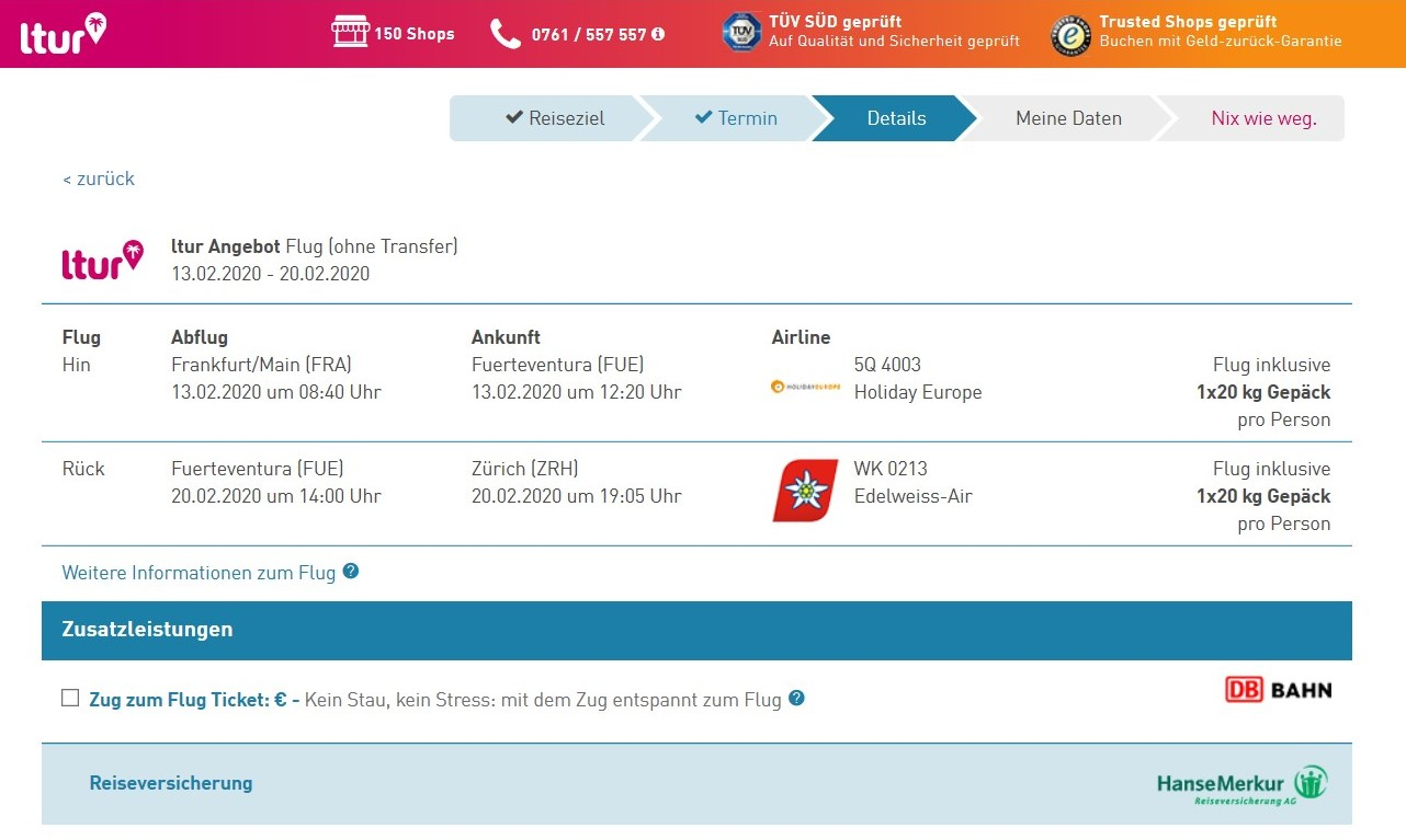 Ltur Last Minute Flug Von Frankfurt Nach Fuerteventura Fra Fue