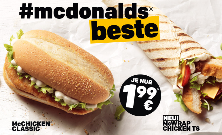 McDonald's McChicken Classic und McWrap Chicken TS für 1 ...