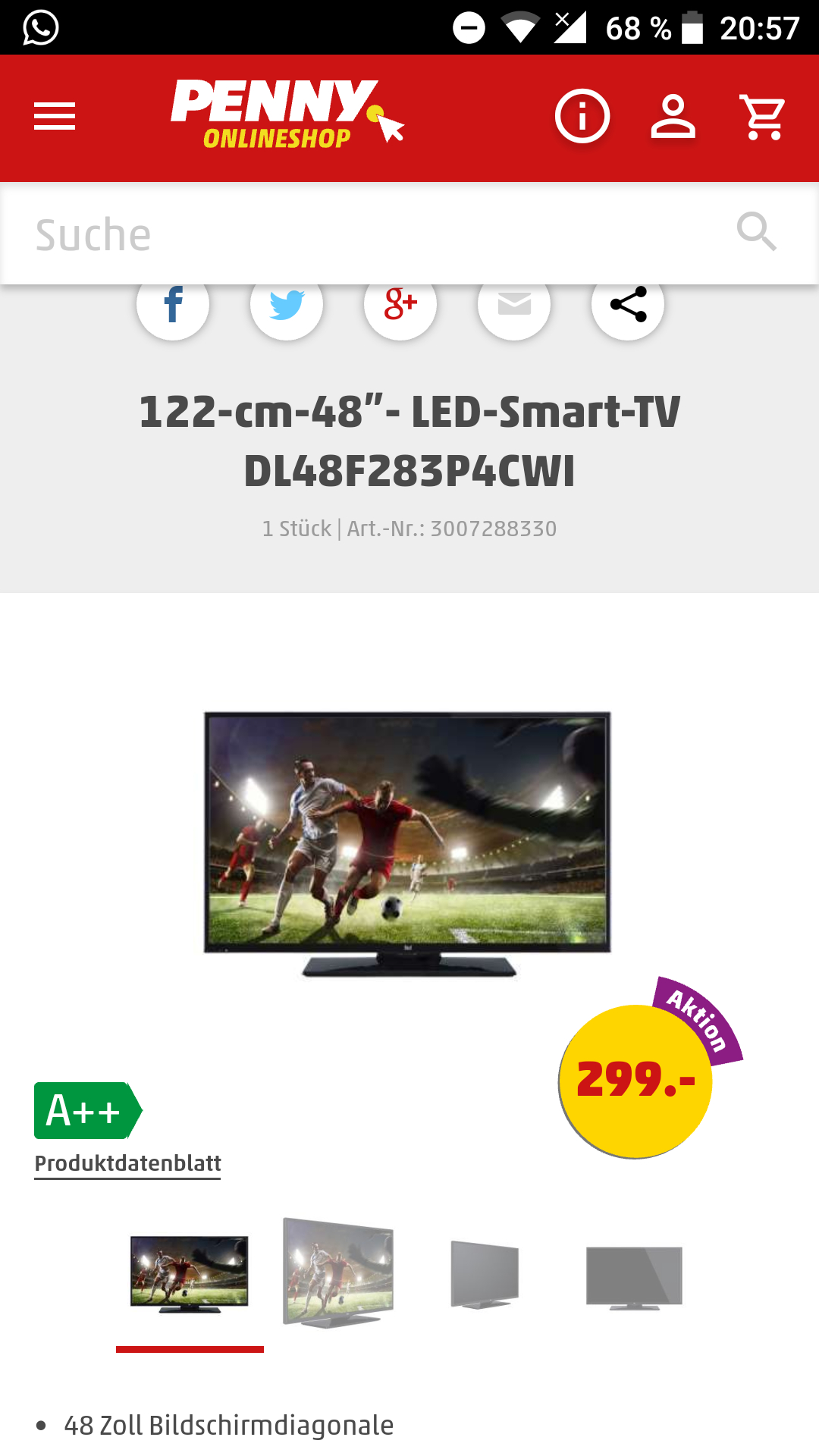 Penny Markt Ab 3005 48led Smart Tv Dl48f283p4cwi Mydealzde