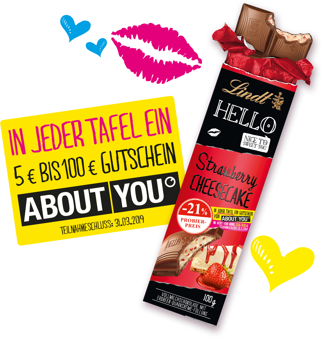 Lindt Hello - About You Gutschein in Aktionstafel 5€ (30 ...