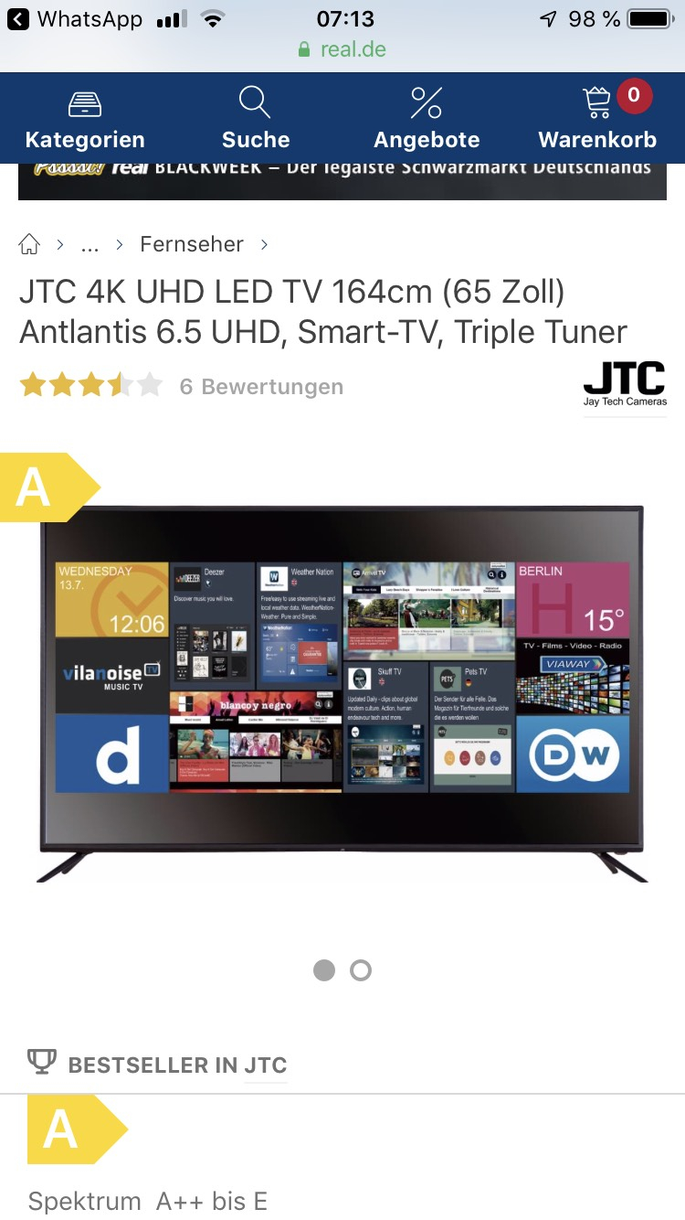 Jtc 4k Led Tv 65 Zoll Smart Tv Mydealzde