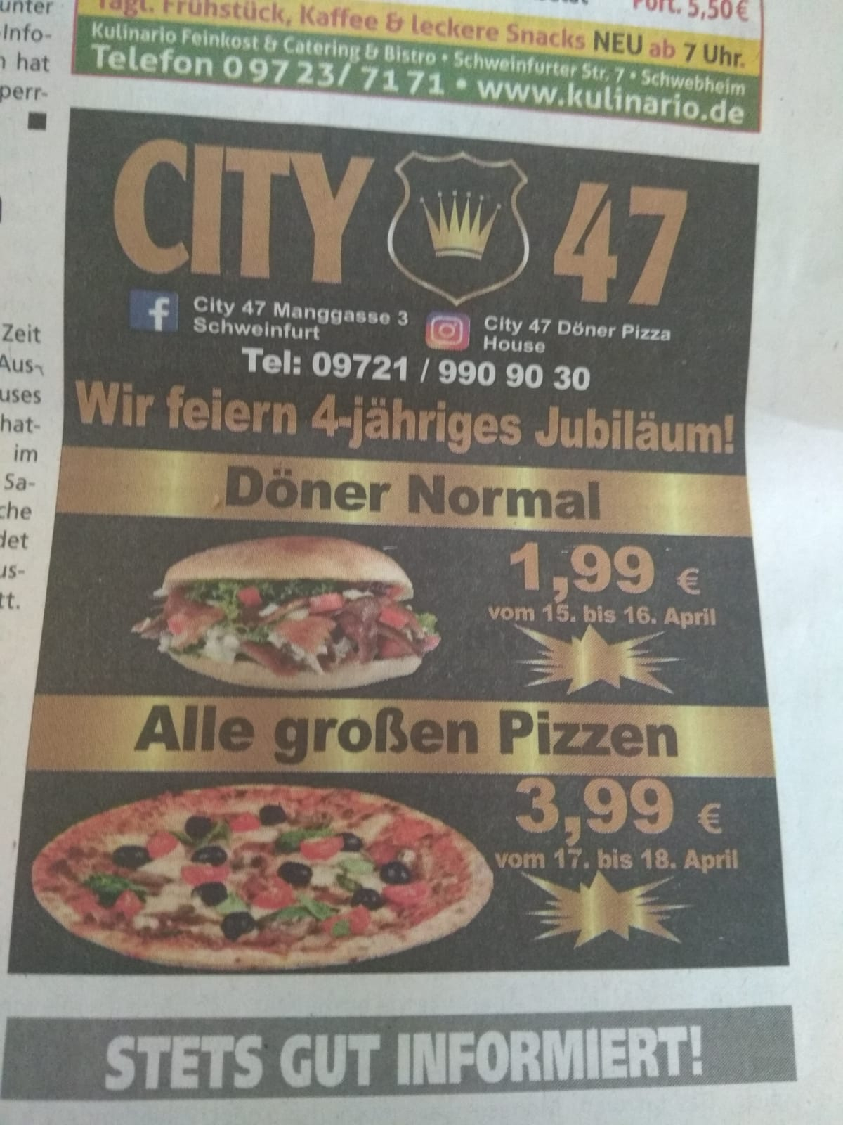 [lokal Schweinfurt] Döner bzw. Pizza beim CITY47 Döner Pizza Haus