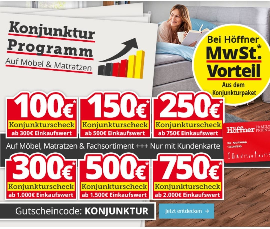 [Höffner] Aktion "Konjunkturpaket", bis zu 40 Rabatt