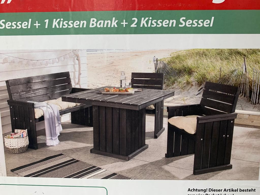 Gartenmöbel-Set 'St. Peter Ording' Kiefernholz anthrazit 4 ...