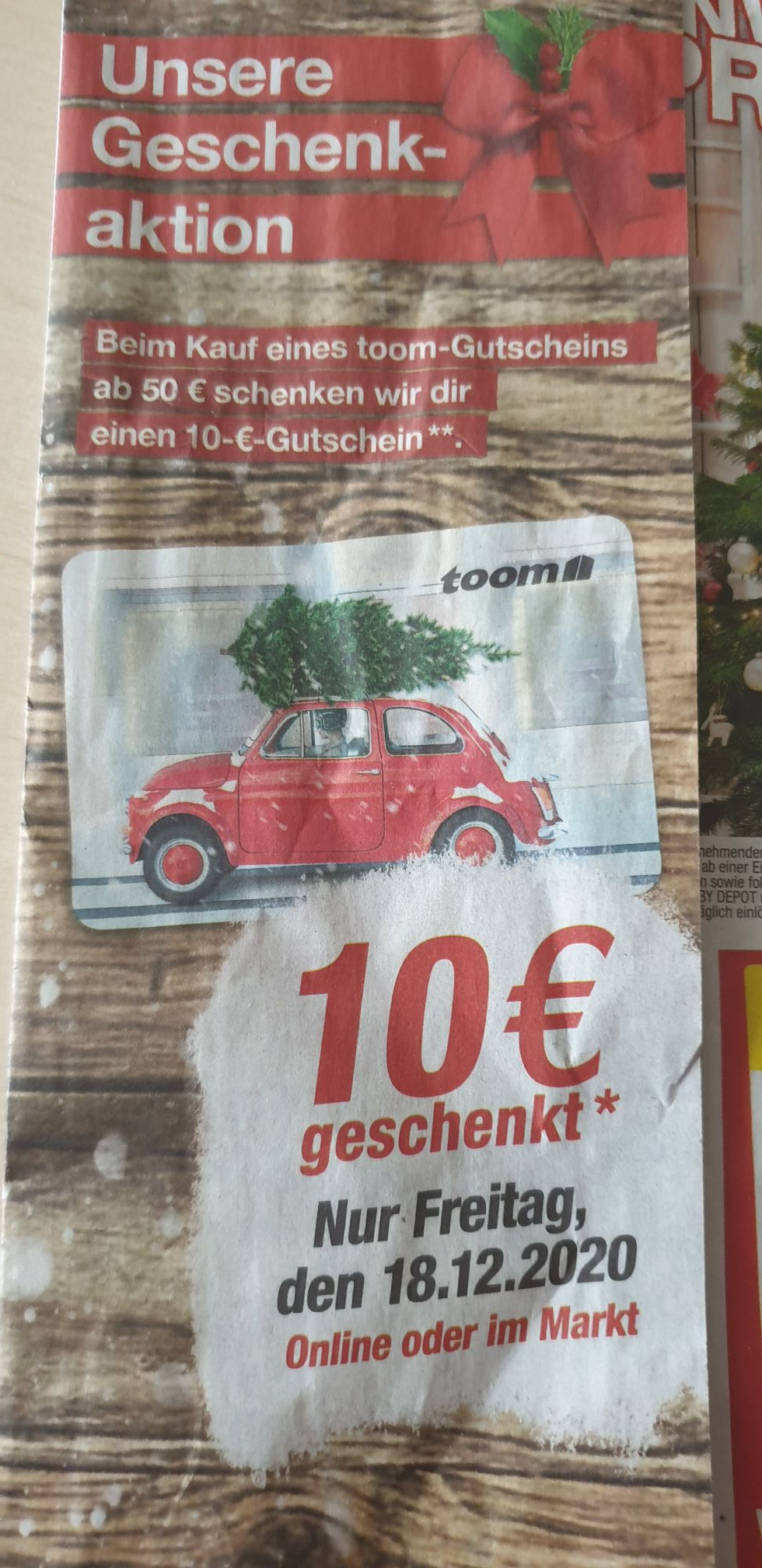 Gutscheinaktion Toom Nur Heute Am Freitag 18 12 Mydealz De