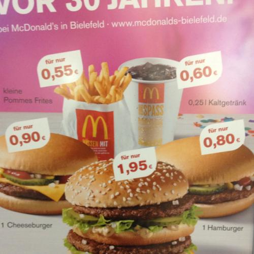 [Lokal] McDonalds Bielefeld - Preise wie vor 30 Jahren - mydealz.de