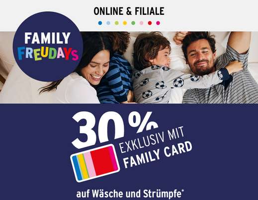 Ernsting's Family - 30% auf Wäsche und Strümpfe mit Family Card – Online & Filiale