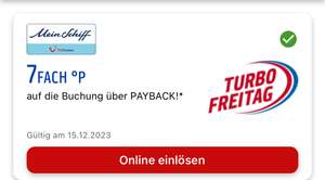 Payback 7fach Coupon (3,5%) auf den Online Einkauf bei „Mein Schiff“ durch Payback