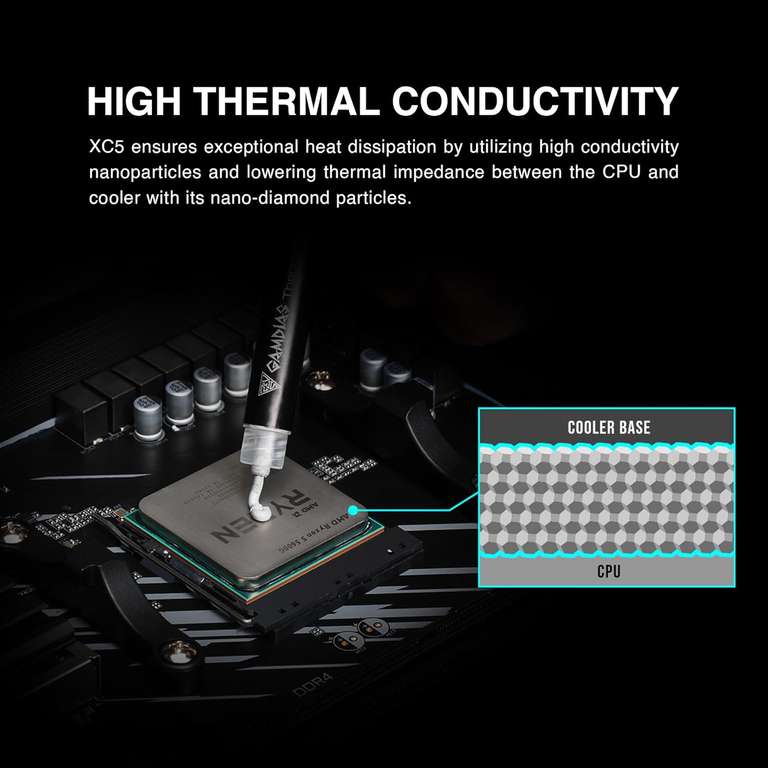 GAMDIAS XC5 Wärmeleitpaste / 4g / leistungsthermische Paste für CPU, GPU, Konsolen, Laptops, hohe Wärmeleitung, lange Haltbarkeit | vk-frei