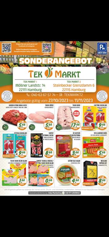 Tek Supermarkt - z.B. Egetürk Sucuk für 9,66€ (Lokal Hamburg)