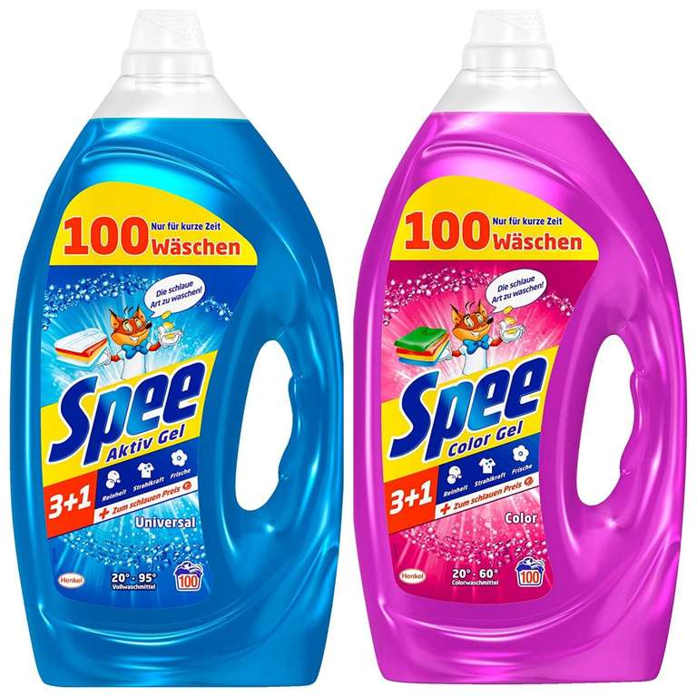 [Prime Sparabo] Spee Waschmittel Color Gel oder Aktiv Gel, 100 Waschladungen