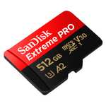 SanDisk Extreme PRO microSDXC UHS-I Speicherkarte 512 GB + Adapter (A2, Class 10, V30, U3, 200 MB/s Übertragung)