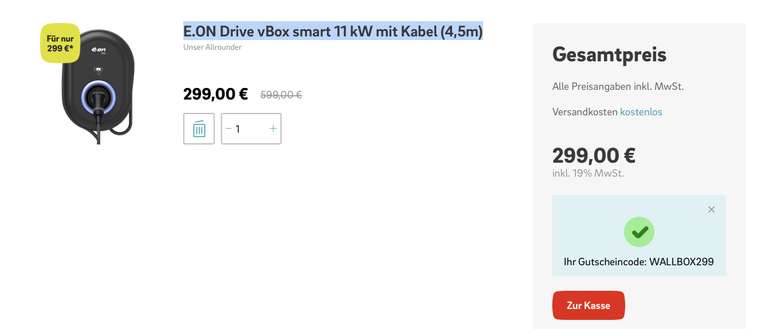 E.ON Drive vBox smart 11 kW mit Kabel (4,5m) Hersteller: Vestel