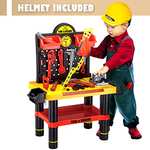 [Prime] Kinderplay Werkbank (inkl. Batteriebetriebener Bohrmaschine & Helm, insgesamt 50 Elemente, mit Arbeitsfläche)