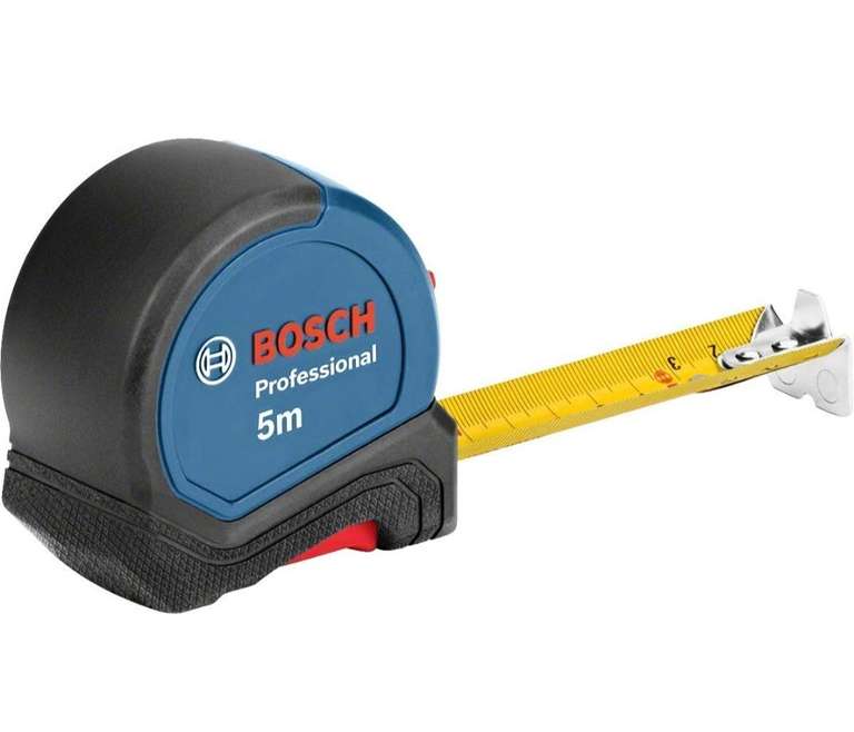 Bosch Professional Maßband 5 m (Einhandbedienung, Gürtelklemme, Magnethaken, 2 Stopp-Tasten, 27 mm Nylon-Stahlband) - Amazon Exklusiv, PRIME