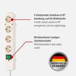 Brennenstuhl Comfort-Line Plus, Steckdosenleiste 4-Fach / Steckerleiste mit Flachstecker und Schalter (Prime)