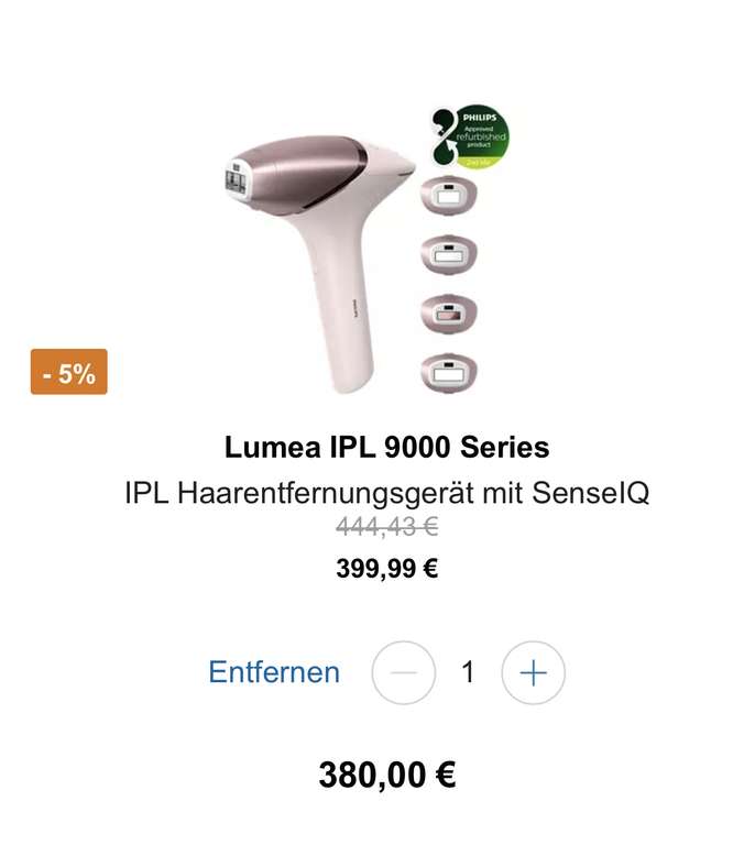 Philips Lumea IPL 9000 Series (Generalüberholt) Haarentfernungsgerät mit SenseIQ BRI958/00R1