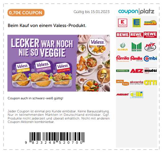 Valess vegetarisches Schnitzel mit Gouda für 1,52 € (Angebot + Coupon) [Edeka Südwest / Marktkauf]