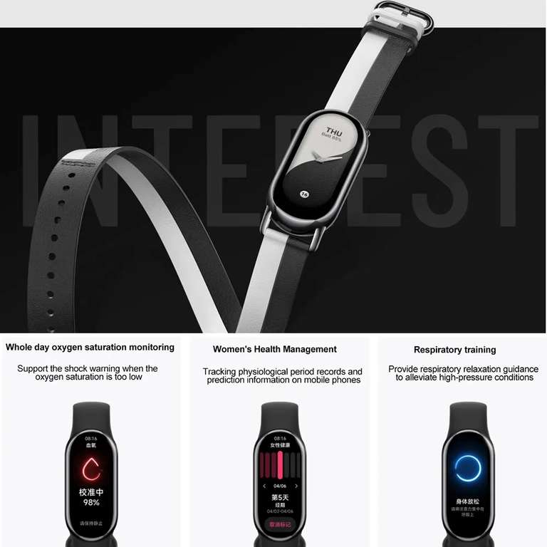 XIAOMI Smart Band 8, Fitnesstracker, Graphite Black, global Version, Lieferung aus Deutschland