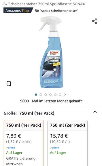 SONAX Scheibenenteiser Scheiben-Entfroster Sprühflasche Enteiserspray 6x  500ml : : Auto & Motorrad