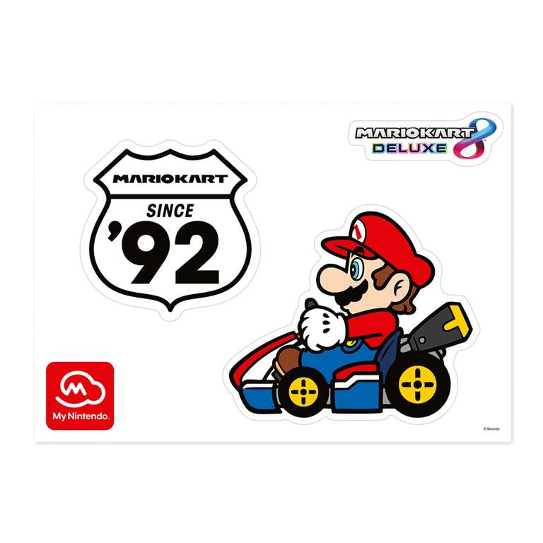 [My Nintendo Store] Verfügbarkeitsdeal: Mario Kart 8 Deluxe-Fenstersticker, 3 div. Sets, je 100 Platinpunkte. Porto inkl. Kauf über 24.99€
