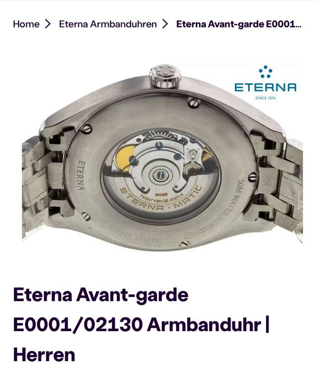 Eterna Avant-garde E0001/02130 Armbanduhr | Herren