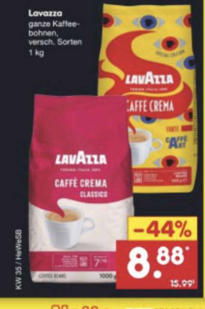 NETTO] Lavazza Kaffee ganze Bohnen Sorten | mydealz 1kg verschiedene