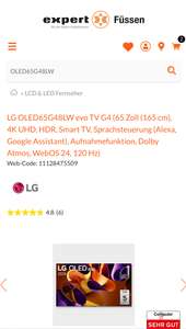 LG OLED65G48LW evo TV LG OLED G4 65G4 eff. ~ 2349