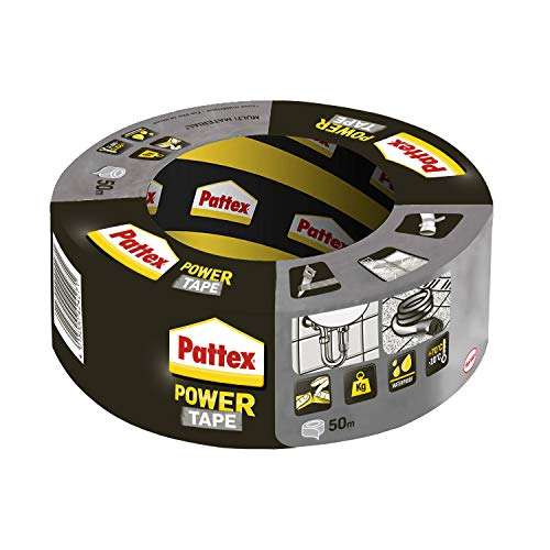 [PRIME] Pattex Power Tape, extra starkes Gewebeband für Reparaturen & schwere Lasten, Duct Tape für alle Oberflächen, wasserdicht, 50mx50mm