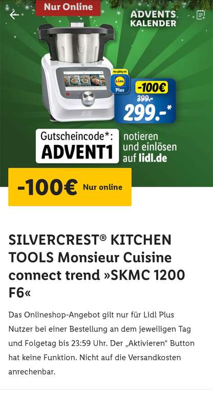 LIDL Plus] Silvercrest Monsieur Cuisine Connect SKMC 1200 F6 | mydealz