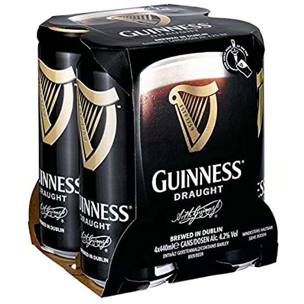 Aldi Nord: 4er Pack Guinness Draught Stout aus Dublin , 4 Dosen Irisches Bier mit je 0,44l Inhalt, ab 11.03.22