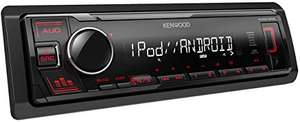 Kenwood KMM-205 USB-Autoradio mit RDS (MP3, WMA, FLAC, AUX-Eingang, Android Control, Bass Boost, 4x50 Watt, Rot) Schwarz