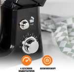 TRISTAR MX-4830 Küchenmaschine (3,5 l, Edelstahl, Spritz-Schutz, 6 Geschwindigskeitsstufen, 700W) inkl. Schneebesen, Rührbesen und Knethaken