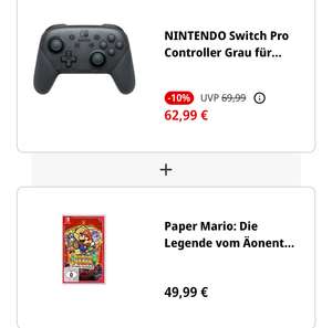 MM & Saturn Nintendo Switch Pro Controller & Paper Mario für 89,99€